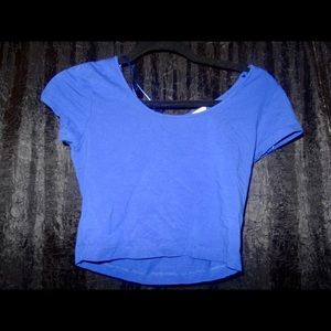 Ambiance Apparel Royal Blue Keyhole Crop Top
